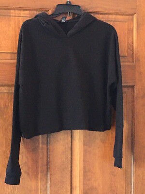 Rue21 Junior-M Cropped Hoodie Black Pullover Long Sleeve WE ARE ALL HUMAN BEINGS