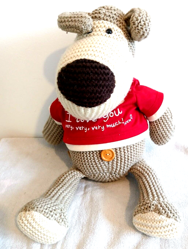 Boofle Bear Dog Expressions 17 Inch I Love You Soft Toy Knitted Plush 2010