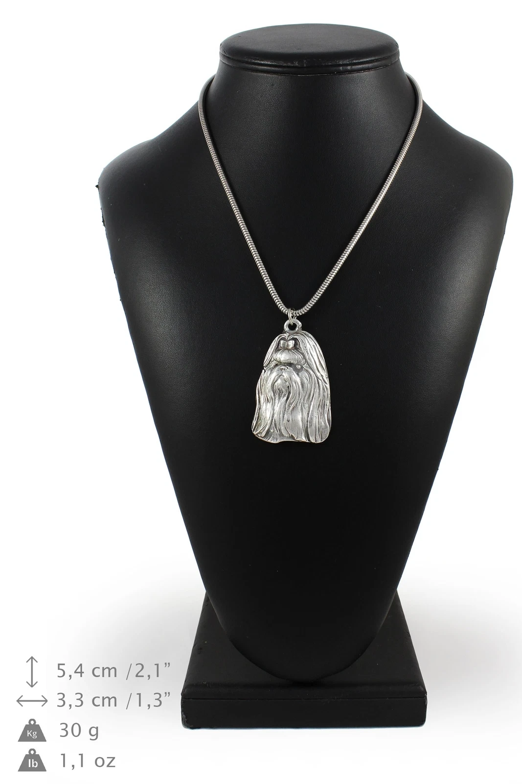 Shih Tzu type 2   silver plated necklace with a dog on silver chain, Art Dog USA