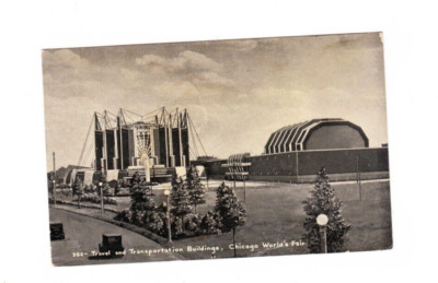 KAPPYS  USA 1933 RPPC CHICAGO WORLD'S FAIR TRAVEL & TRANSPORTATION BLDGS  2/23