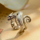 Elegant 925 Sterling Silver Charms Unique Fashion Dragon Ring One Size Fit All