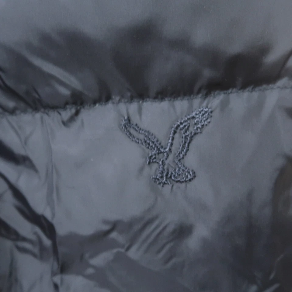 Chaleco acolchado American Eagle relleno de plumón para hombre grande negro aislante Foto 4 de 4