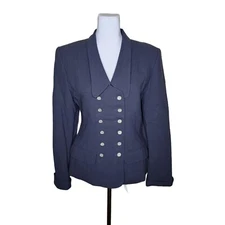 Vintage 70s Rina Rossi Fitted Peacoat Style Button Blazer Womens Size S Gray