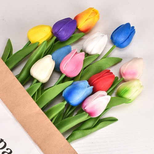 Artificial Tulip Fake Flower Silk Bouquet Real Touch Room Home Wedding Decor AU - Picture 8 of 36