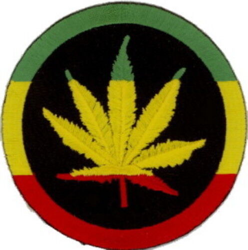 100 Pcs RASTA Leaf (GYR) Embroidered Patches 3