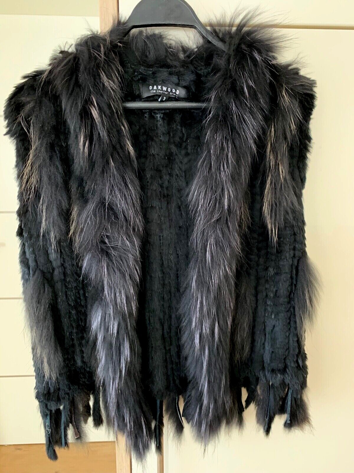 Chaleco de mujer de piel chaqueta de invierno negra talla 38