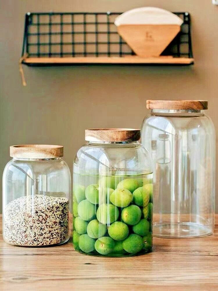 Large Glass Jar Food Storage Container with Airtight Lid Cookie Storage  Canister