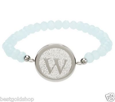 QVC Steel by Design Crystal Initial Blue Stretch Bracelet One Size Fits All 