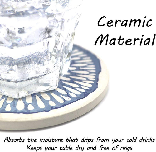 AD Set of 6 Coasters for Drinks Absorbing Round Ceramic Stone Colorful Series  - Bild 5 von 8