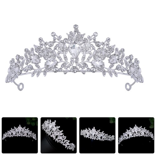Women Crown Tiara Decorative Headwear Wedding Tiara Birthday Party Tiara Prop - Picture 2 of 12