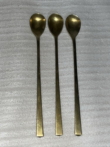 Dirilyte Vintage Brass Iced Tea Spoons Flatware Dirigold (3pc) 8.5” Empress