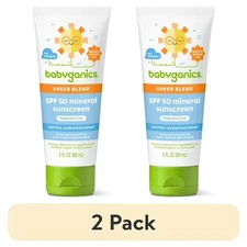 2X Babyganics  Mineral-Based SPF 50 Baby Sunscreen Lotion 6oz Tube Exp: 11/25