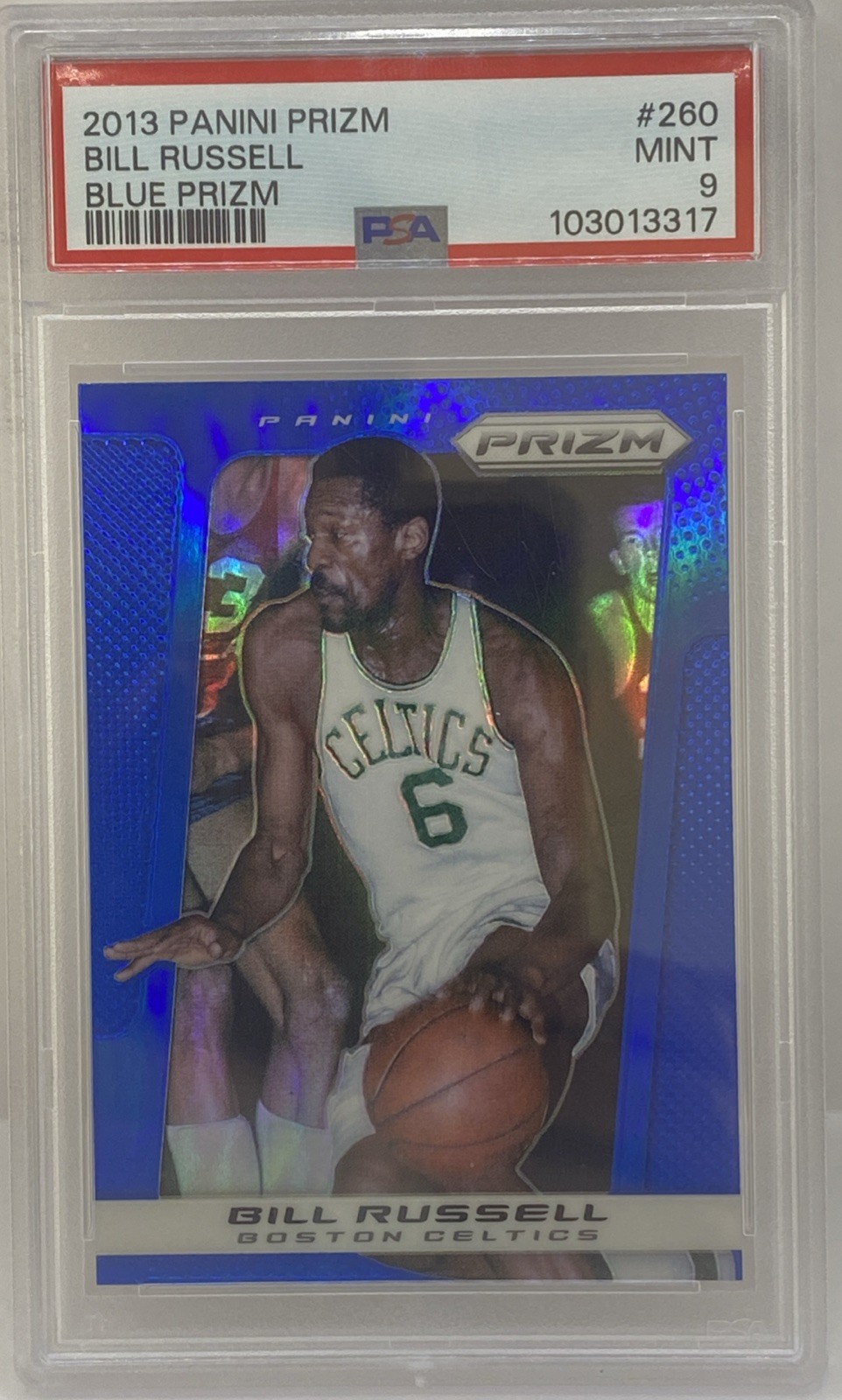 2013 Panini Prizm Bill Russell #260 Blue Prizm PSA 9 Celtics HOF SP SSP