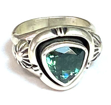 Sterling Silver Triangle Prasiolite Hand Made Ring 14mm Size 6