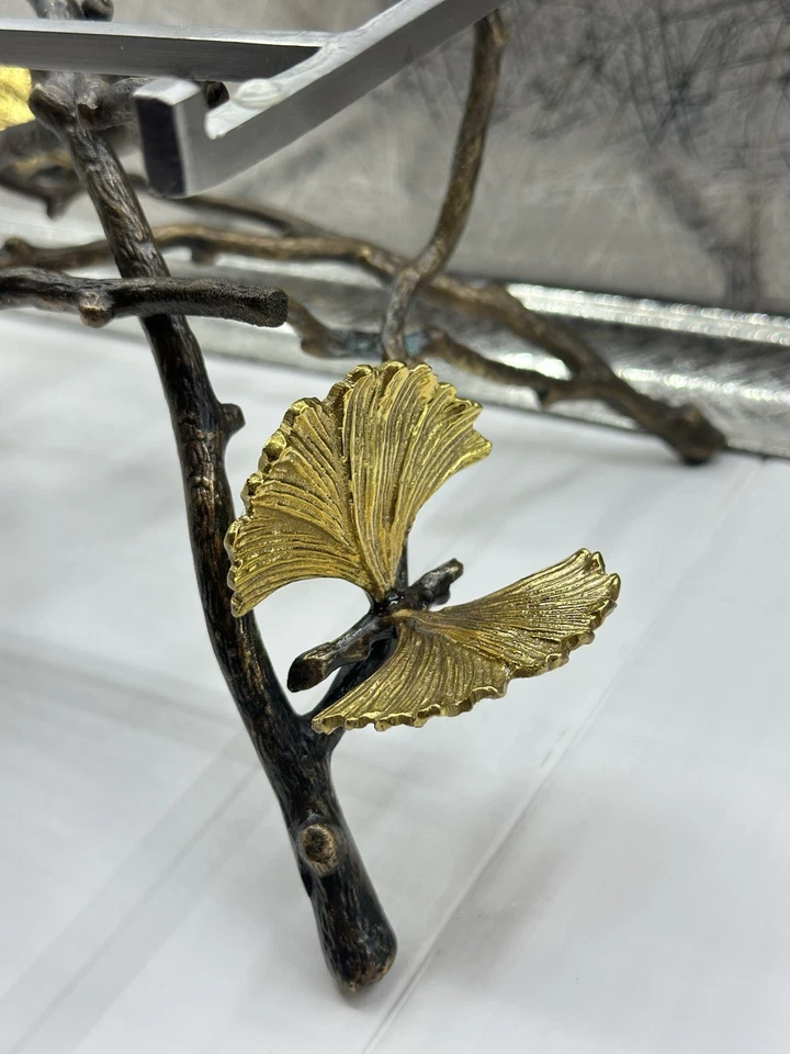 Bandeja Centro de mesa Michael Aram Butterfly Ginkgo Collection con patas totalmente nueva Foto 4 de 4