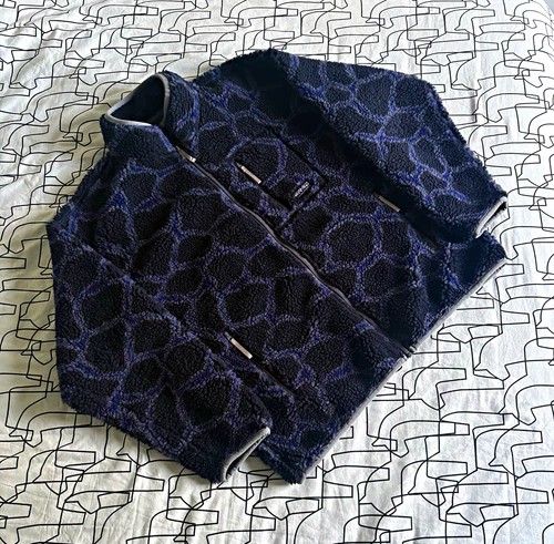 Gramicci Sherpa Fleece Men’s US M Full Zip Fleece Jacket Blue/Black Geometric - product listing photo