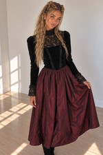 Vintage Jessica McClintock Gunne Sax Dress Gothic Velvet Sz 6 Victorian Vampire