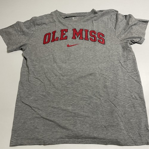 Ole Miss Logo Tee Shirt Size XL Gray The Nike Tee Dri-Fit Athletic Cut