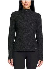 Spyder Active Womens Black Fleece Pullover Jacket Size L Half Zip Warm Stretch