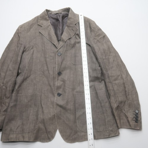 Blazer de lino para hombre 46 hecho en Italia marrón 3 botones chaqueta parche bolsillos informal - Imagen 7 de 11