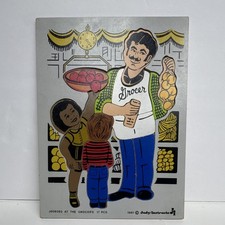Vintage 1981 Judy/Instructo At the Grocer  s Wooden Tray Puzzle 17 Pieces J606083