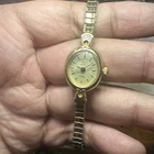 Works VTG Timex Quartz Dainty Woman's Gold Watch New Battery 17mm Fit 7in Wrist