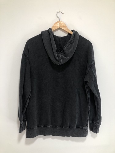 Hush Washed Look Hoodie Damen Small Grau Schwarz 100% Baumwolle Oversized Grunge - Bild 9 von 9