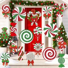18Pcs Candy Christmas Decorations Outdoor Large Hanging Large, Green