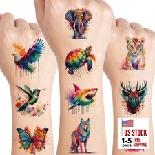 Watercolor Animals Temporary Tattoo for kids - 60 Styles Temporary for Girls