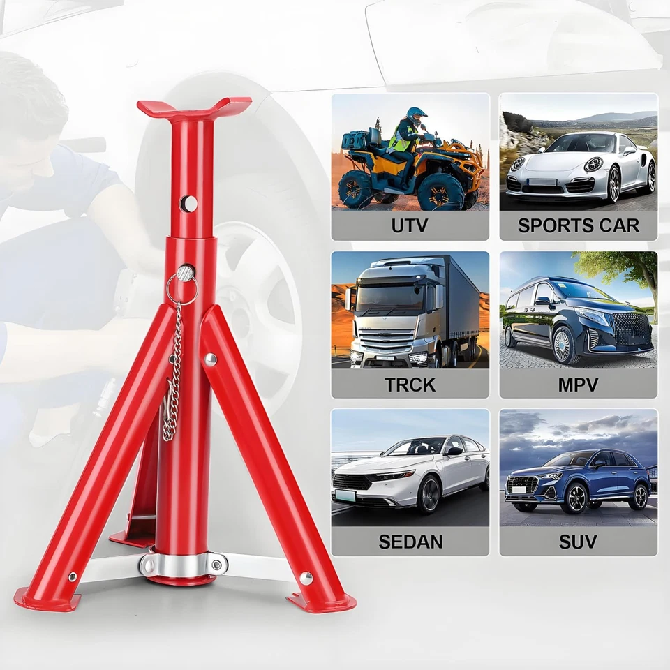 2Pcs Heavy-Duty Folding Axle Jack Stands 3 Tons Steel Floor Support Stands NEW - Image 2 of 4