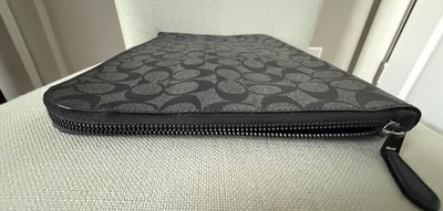Coach L Zip Portfolio In Signature Canvas Black Gray | eBay