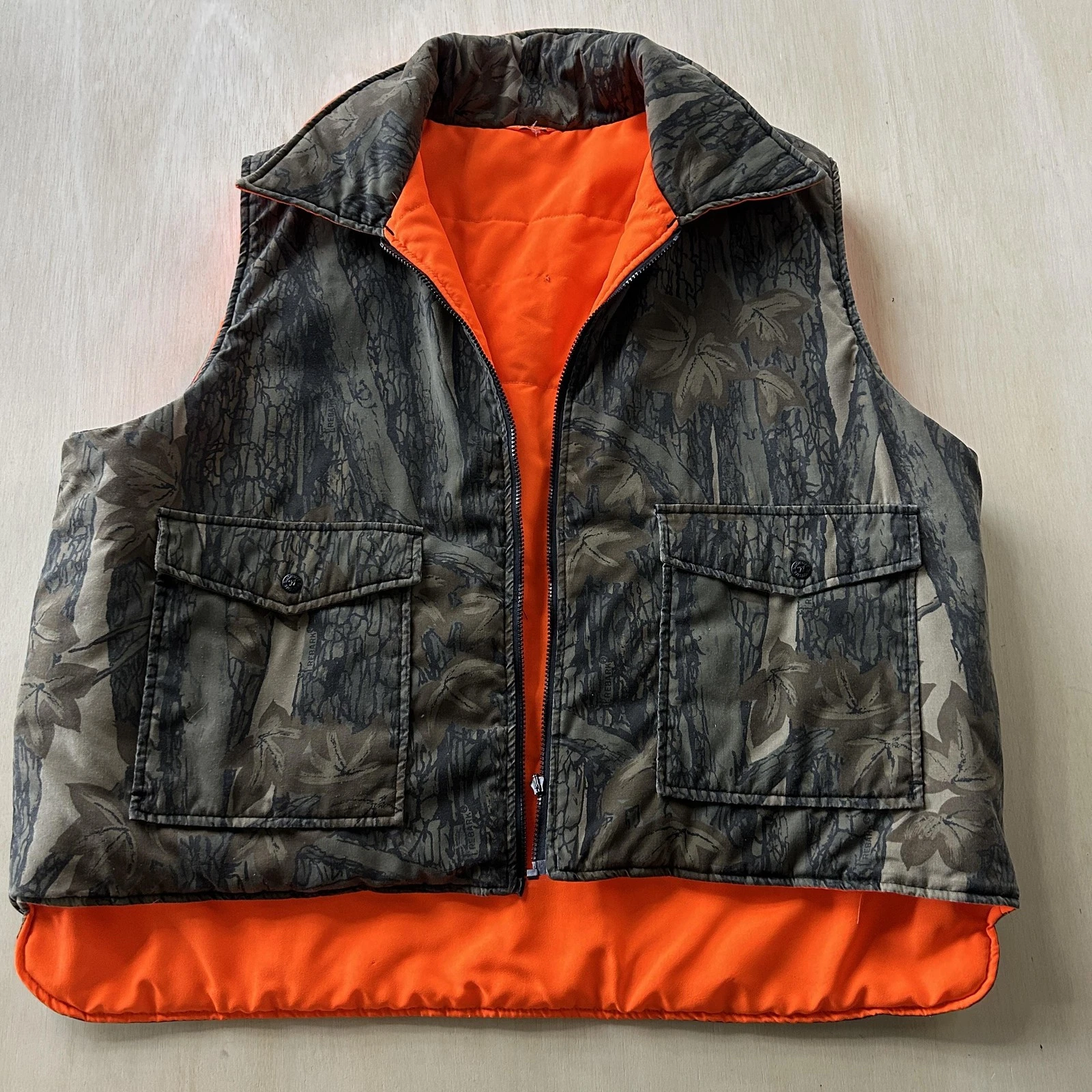 Vintage Conceal Vest Mens 2XL Camo Orange Reversible Quilted Insulated Outdoor