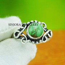 Green Copper Turquoise Gemstone 925 sterling silver handmade Ring US size 5 to13