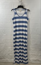 Michael Kors Women's Maxi Dress Blue White Striped Tank Side Slit Size L