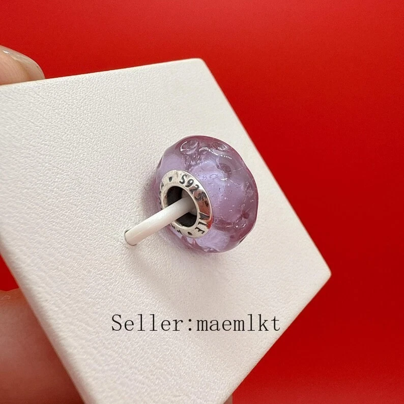 Dije ondulado de cristal de Murano lavanda, dije para pulsera, dije de Murano Foto 3 de 4