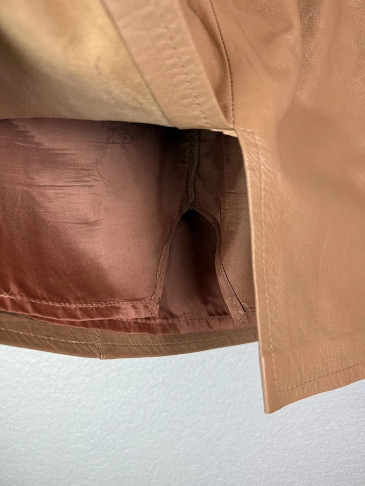 Falda Danier para mujer 6 cuero negro tostado forrado a lápiz clásica oficina carrera 24 pulgadas Foto 3 de 4