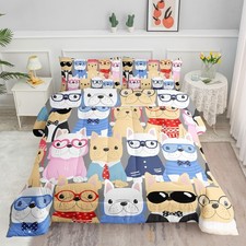 Puppy Comforter Bedding Set for Kids - Cute Pug Pattern Cartoon Pet Twin Set ...