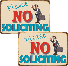 No Soliciting Signs for Front Door, 2Pack Rustic Funny No Soliciting Yard Signs,