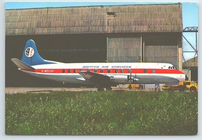 Postcard British Air Services / BKS Vickers Viscount V.806 (G-AOYL) at Hanger