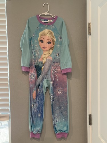 Disney Sleepwear Elsa Pajamas PJ One Piece Frozen Girls size 7/8 - Picture 2 of 9