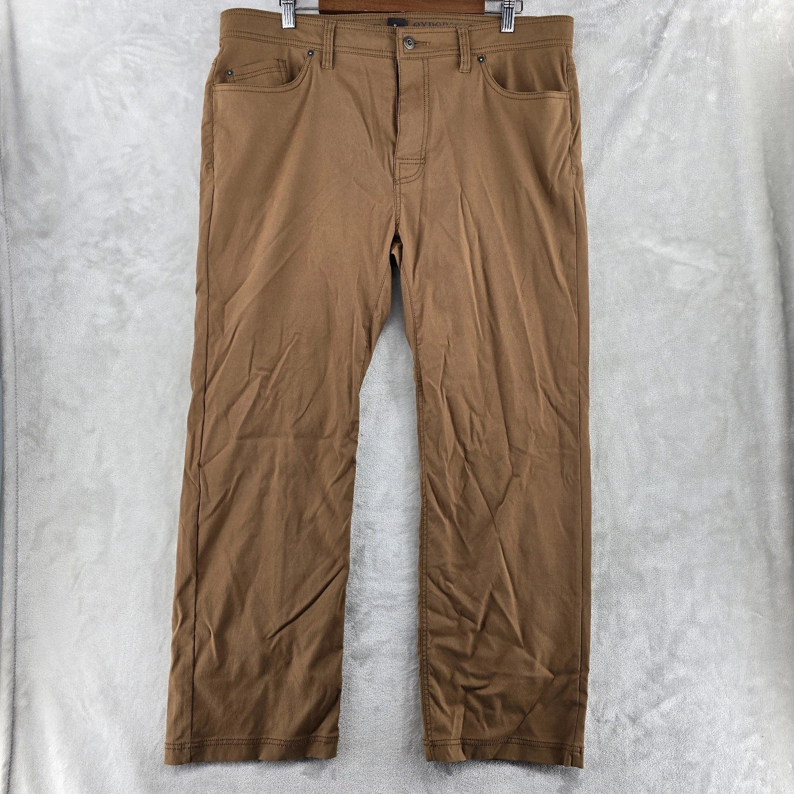 Prana Men's Brion Pants Size 38x30 Slim Brown Hiking Nylon Stretch