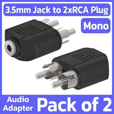 2 Pack 3.5mm Jack to 2x RCA Plug Adapter AUX F to Two RCA M Mono Audio Splitter
