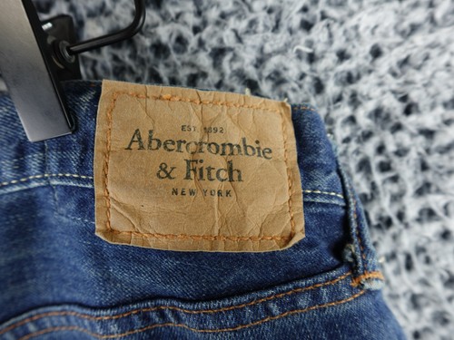 Abercrombie & Fitch Jeans Mens 32X32 Horton Dark Wash Whiskered Y2K Button Fly - Picture 13 of 19