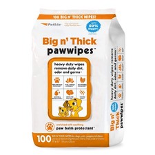 Petkin Big N' Thick Paw Wipes, 100 Orange Scented Heavy Duty Wipes