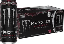 Monster Energy Ultra Black, Sugar Free Energy Drink, 16 Ounce (Pack of 15)