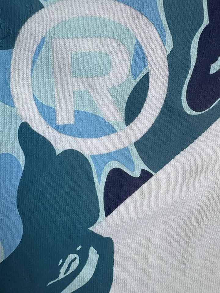 Camiseta Bape Hombre Manga Corta Blanca y Azul Talla Pequeña Foto 3 de 4