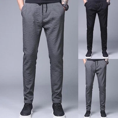 Herren Straight Leg Ice Silk Jogginghose Locker Bequem Sporthose - Bild 1 von 4