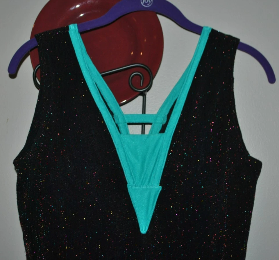 Black/Multi Colored Velvet Skating Dress Sleeveless Sz S/M EUC - Image 2 of 4