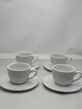 Konitz Coffee Bar Coffee Cups and Saucers, 7-Ounce, White, Set of 4