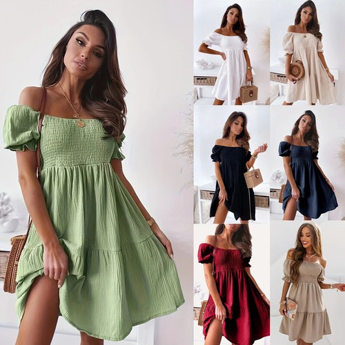 Short Blended Slash Neck Summer Backless One Shoulder Long Dresses For Girls